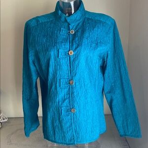 EUC Teal Blue Textured Women's Jacket Chicos 2 (US 12/14)